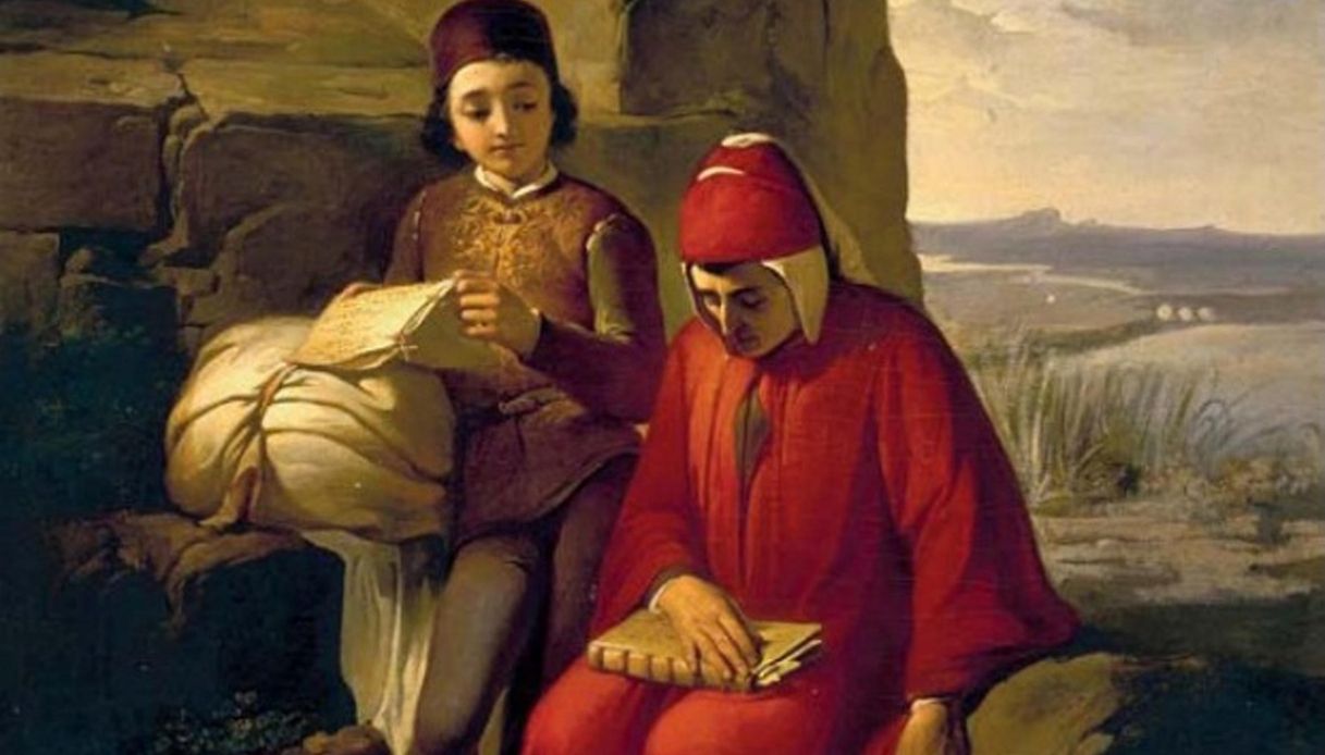 dante in esilio col figlioletto
